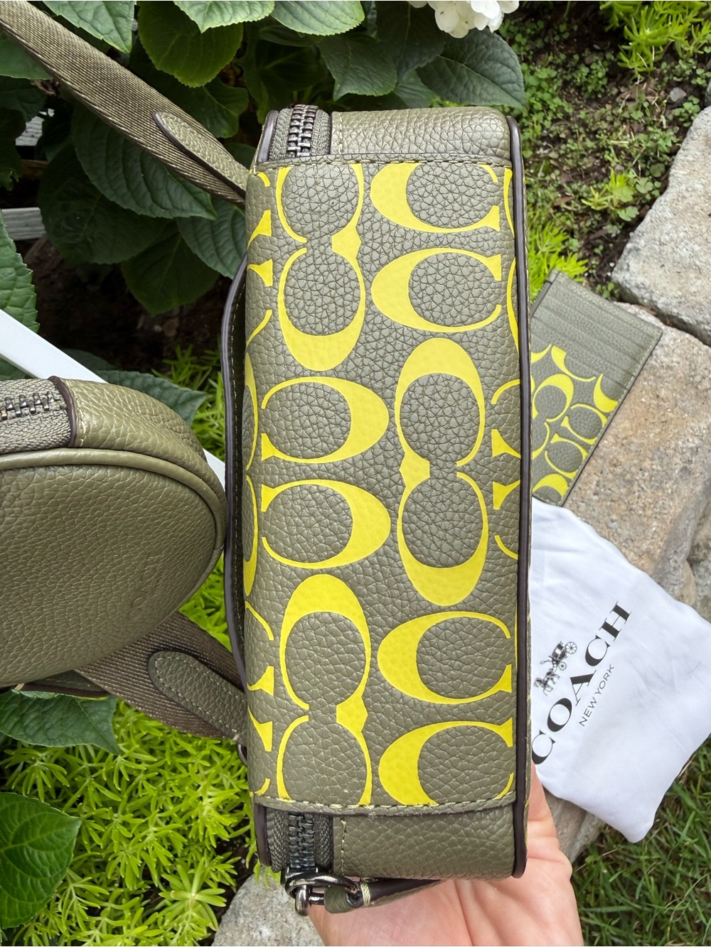 Coach Charter Crossbody with Card Holder Wallet Army Green Key Lime LIKE NEW! - Picture 11 of 16